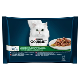 GOURMET Perle mini filetky v šťave so zeleninou 4 x 85 g
