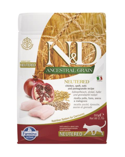 Farmina N&D cat AG adult, neutered, chicken, spelt, oats & pomegranate 0,3 kg