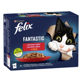 FELIX Fantastic 12x85g kura/hovädzie/králik/jahňa v želé