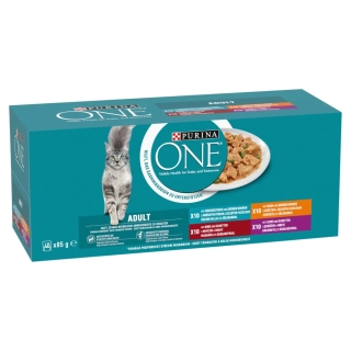 PURINA ONE Multipack Adult mini filetky s morskými rybami/hovädzím/kuraťom/jahňacím 40x85g