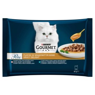 Gourmet Perle Gravy Delight s lososom a tuniakom v omáčke 4 x 85 g