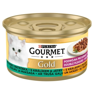 GOURMET GOLD Duo 85g Králik a Pečeň