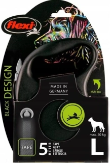 Vodítko Flexi Black Design páska L 5 m čierne (do 50 kg)