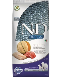 Farmina N&D dog OCEAN (GF) adult medium & maxi, salmon, cod & cantaloupe melon 12 kg
