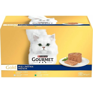 Gourmet GOLD Multipack paštéty kura, morka, králik, tuniak 48 x 85 g